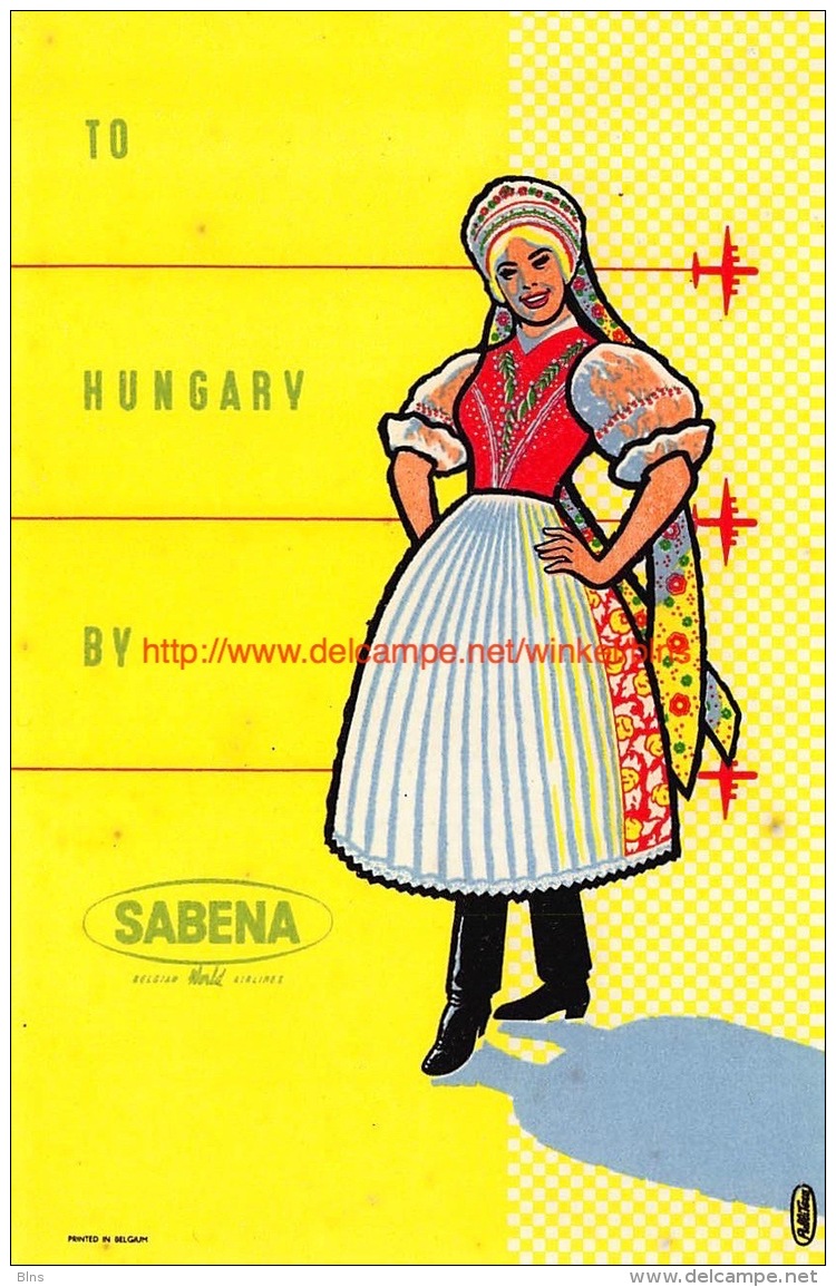 To Hungary By Sabena - Baggage Etiketten