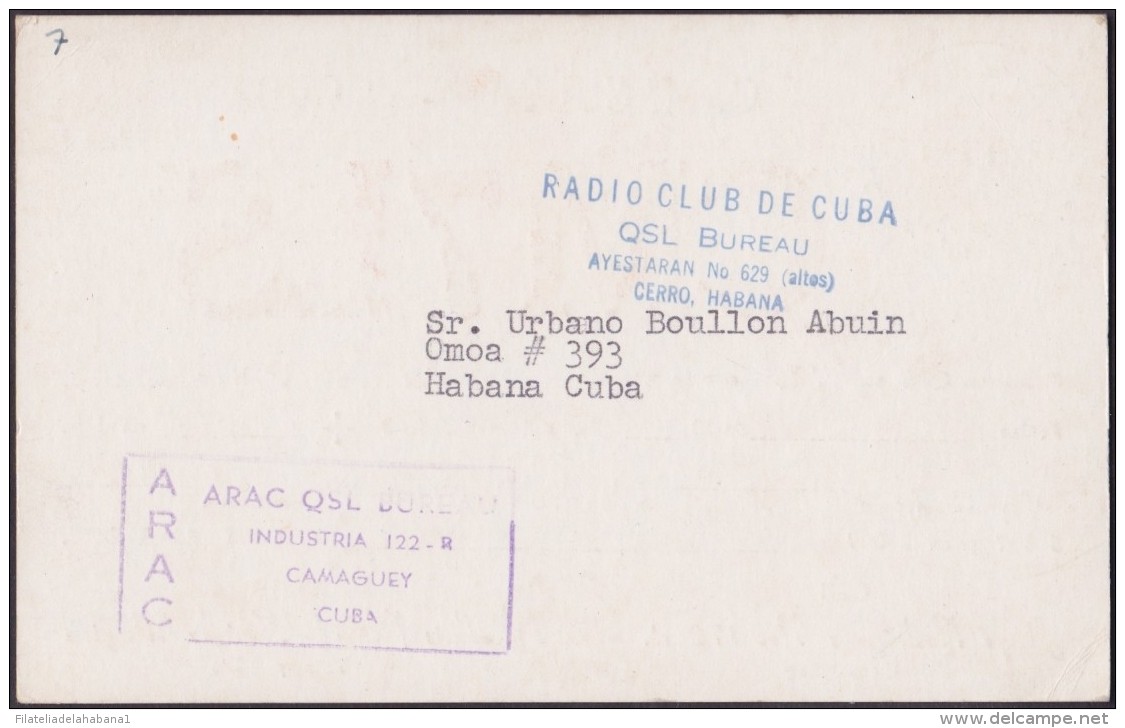 POS-173 CUBA POSTCARD 1956. RADIO SPECIAL CARD. ARAC CAMAGUEY. - Cuba