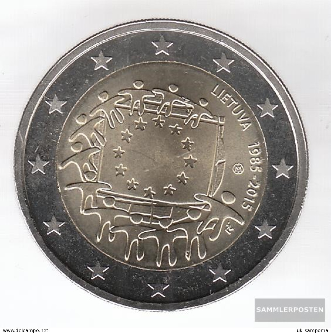 Lithuania 2015 Stgl./unzirkuliert Reprint: 750.000 Stgl./unzirkuliert Stgl./unzirkuliert 2015 2 Euro 30 Years Europaflag - Lithuania