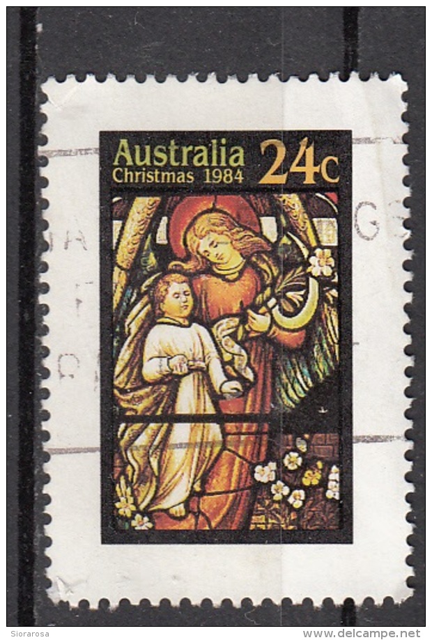 927 Australia 1984  Christmas Natale Noel Stained-glass Windows : Angel And Child Viaggiato Used - Vetri & Vetrate