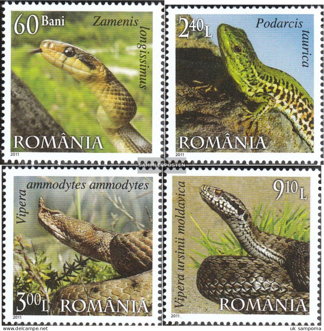 Romania 6485-6488 (complete Issue) Unmounted Mint / Never Hinged 2011 Reptiles - Unused Stamps