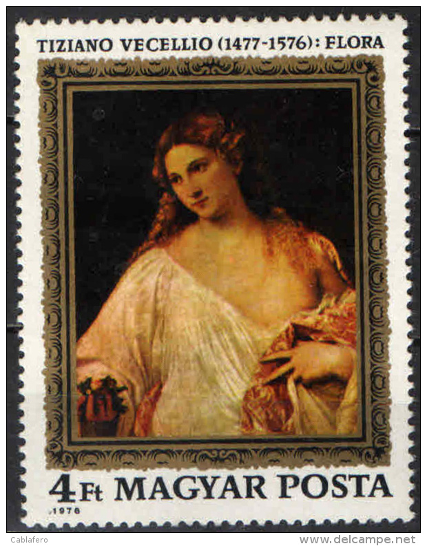 UNGHERIA - 1976 - "FLORA" - DIPINTO DI TIZIANO VECELLIO - GALLERIA DEGLI UFFIZI DI FIRENZE - NUOVO MNH - Unused Stamps