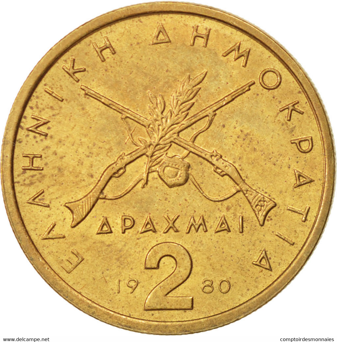 Monnaie, Grèce, 2 Drachmai, 1980, TTB+, Nickel-brass, KM:117 - Grèce