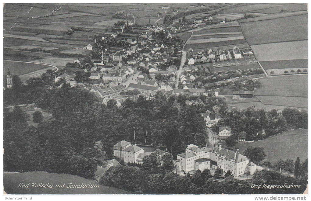 AK Bad Kreischa Sanatorium Luftbild Fliegeraufnahme A Gombsen Lungkwitz Possendorf Lockwitz Dresden Stempel Neuhemsbach - Kreischa