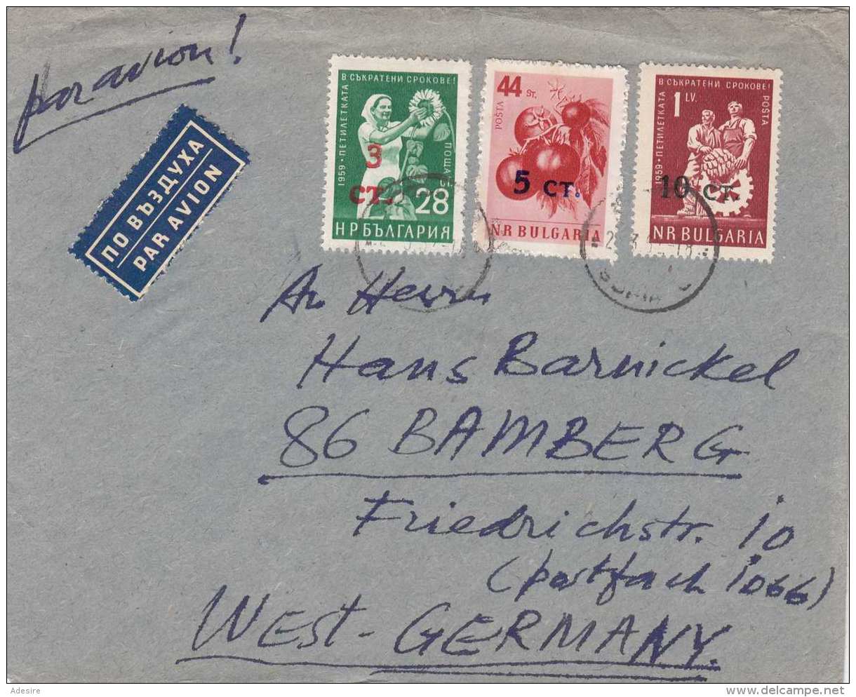 BULGARIEN 1952? - 3 Sondermarken Auf Brief Gel.v.Sofia &gt; Bamberg - Briefe U. Dokumente