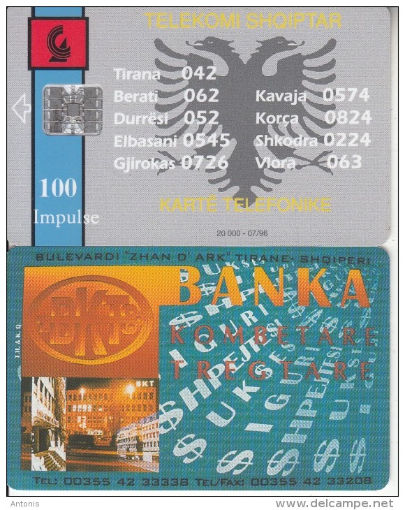 ALBANIA - Telecom Shqiptar 100 Units(reverse BKT Bank), Tirage 20000, 07/96, Used - Albanie