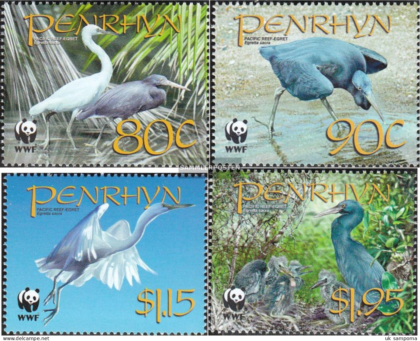 Penrhyn 611-614 (complete Issue) Unmounted Mint / Never Hinged 2008 Pazifischer Riffreiher - Penrhyn