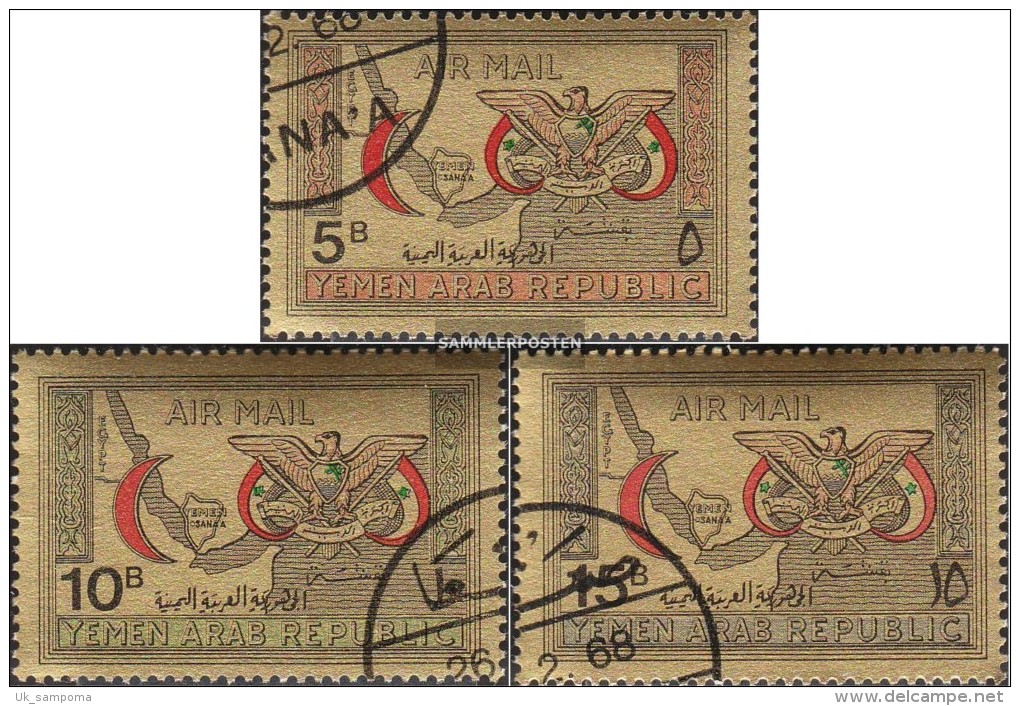 North Yemen (Arab Republic.) 727-729 (complete Issue) Fine Used / Cancelled 1968 Red Crescent - Yemen