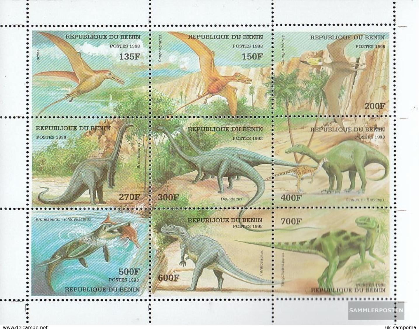 Benin 1040-1048 Sheetlet (complete Issue) Unmounted Mint / Never Hinged 1998 Prehistoric Animals - Other & Unclassified