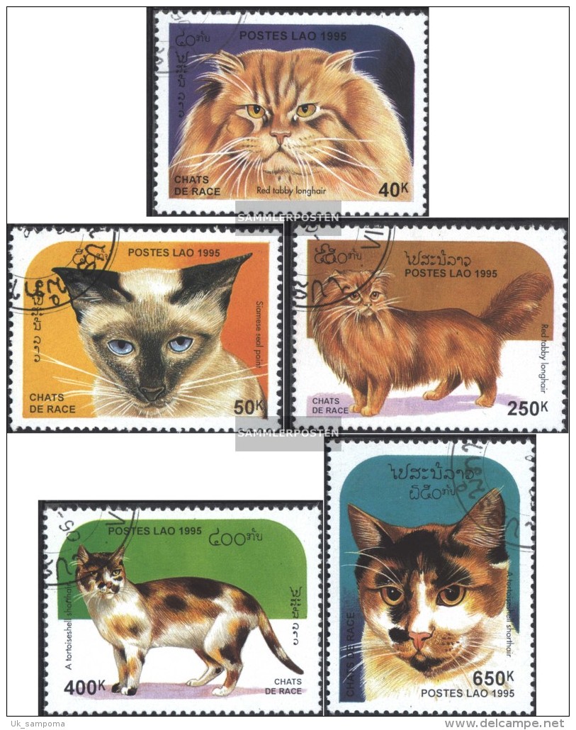 Laos 1469-1473 (complete Issue) Fine Used / Cancelled 1995 Breed Cats - Laos