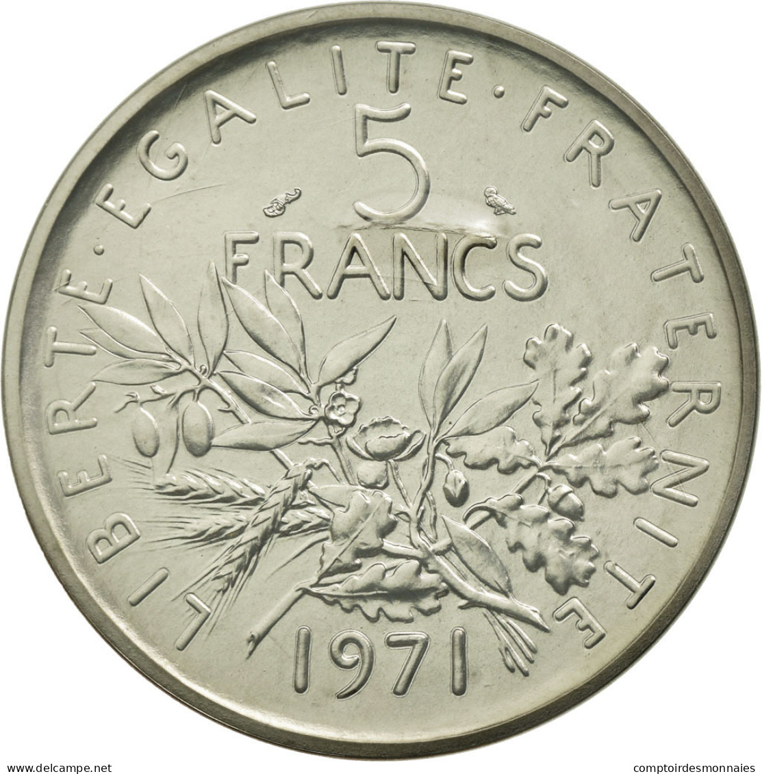 Monnaie, France, 5 Francs, 1971, FDC, Nickel Clad Copper-Nickel, KM:P430 - J. 5 Francs