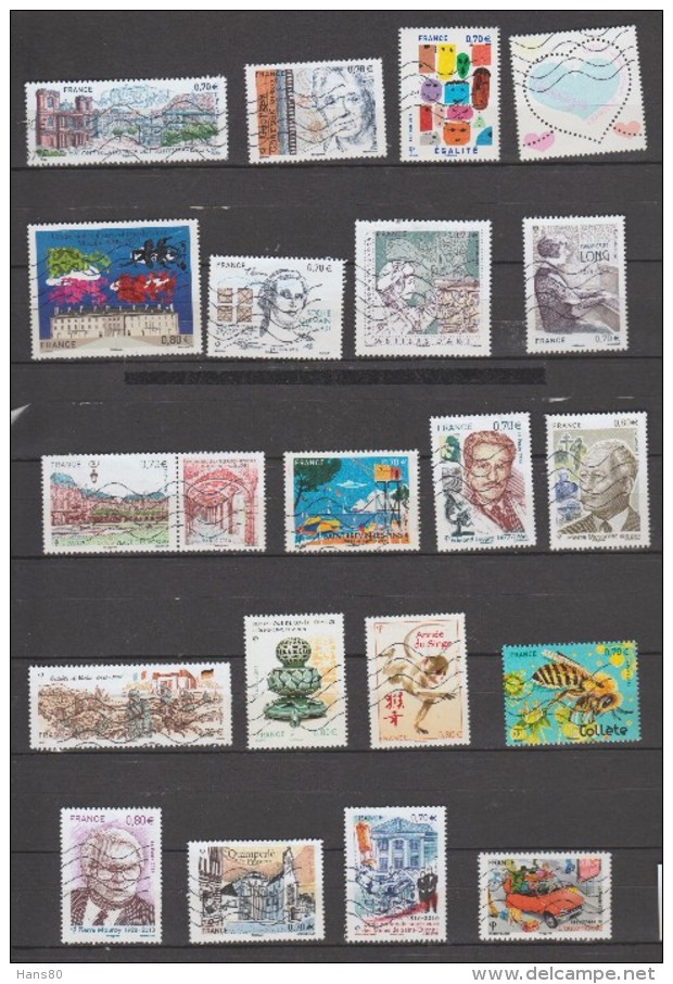 D17 - 2016 - 20 TIMBRES "GOMMES" OBLITERES DIFFERENTS - Used Stamps