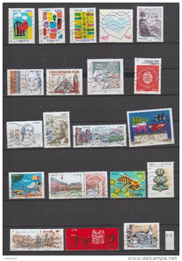 D19 - 2016 - 20 TIMBRES "GOMMES" OBLITERES DIFFERENTS - Used Stamps