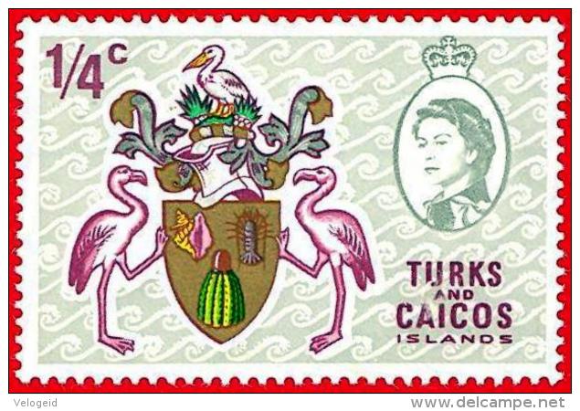 Turks And Caicos Islands. 1969 (**) Mi 223. State Arms. 1/4 C Queen Elisabeth II. Flamingo - Turks And Caicos