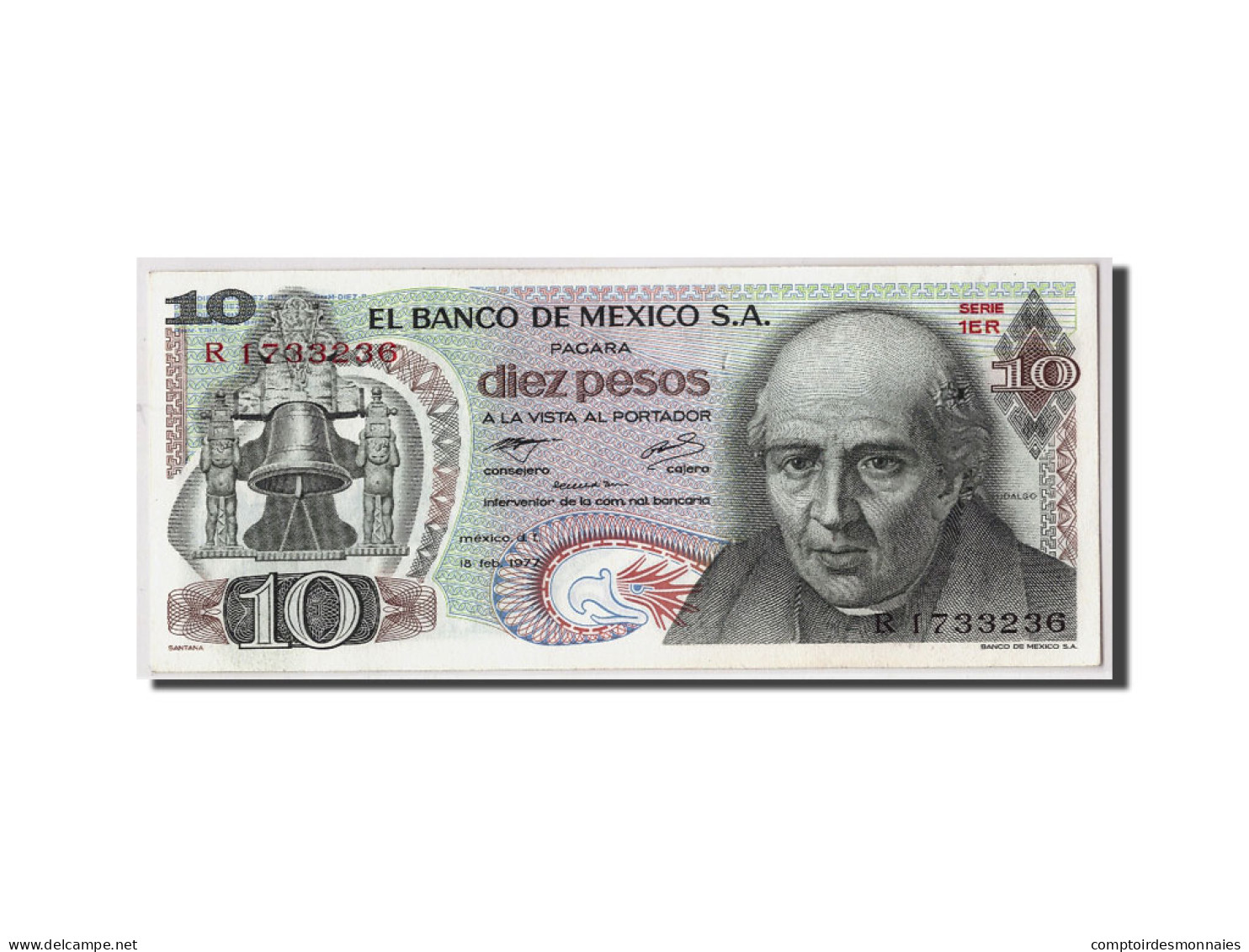 Billet, Mexique, 10 Pesos, 1977, 1977-02-18, KM:63i, SPL - México