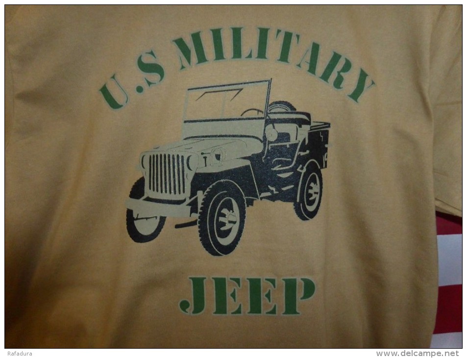 T SHIRT Beige US MILITARY JEEP Tailles L XL XXL ( MB MA WILLYS FORD ) Tee - Véhicules