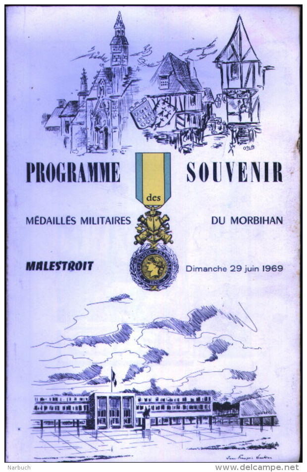 Programme Souvenir Médaillés Militaires Du Morbihan, Malestroit 1969 - Autres & Non Classés