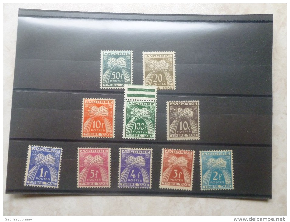 Andorre Taxe Neuf    32/41 Sauf  39/40 A Charnieres 100 F En Neuf Bord De Feuille - Unused Stamps