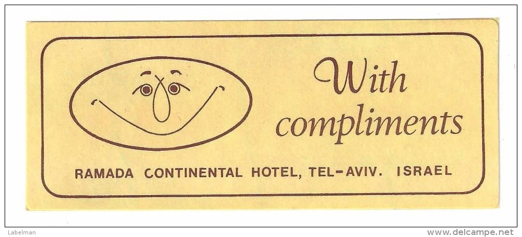 HOTEL PENSION MINI RAMADA CONTINENTAL TEL AVIV VINTAGE OLD ISRAEL STICKER DECAL LUGGAGE LABEL ETIQUETTE AUFKLEBER - Hotel Labels