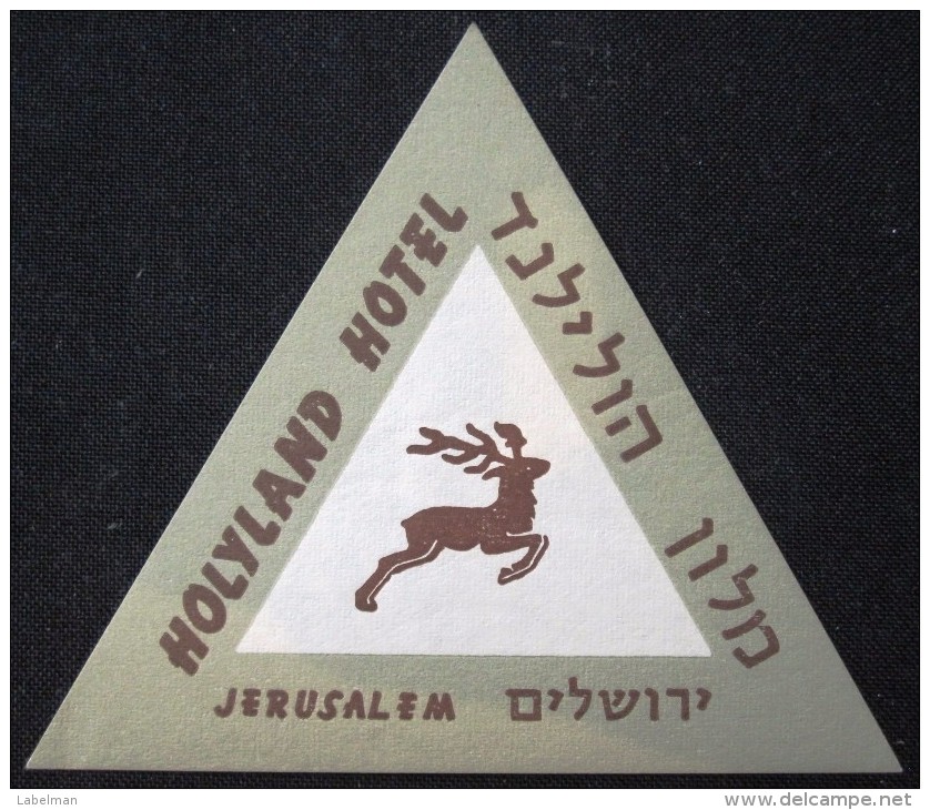 HOTEL MOTEL HOLYLAND HOLY LAND JERUSALEM JORDAN VINTAGE OLD ISRAEL TAG STICKER DECAL LUGGAGE LABEL ETIQUETTE AUFKLEBER - Hotelaufkleber