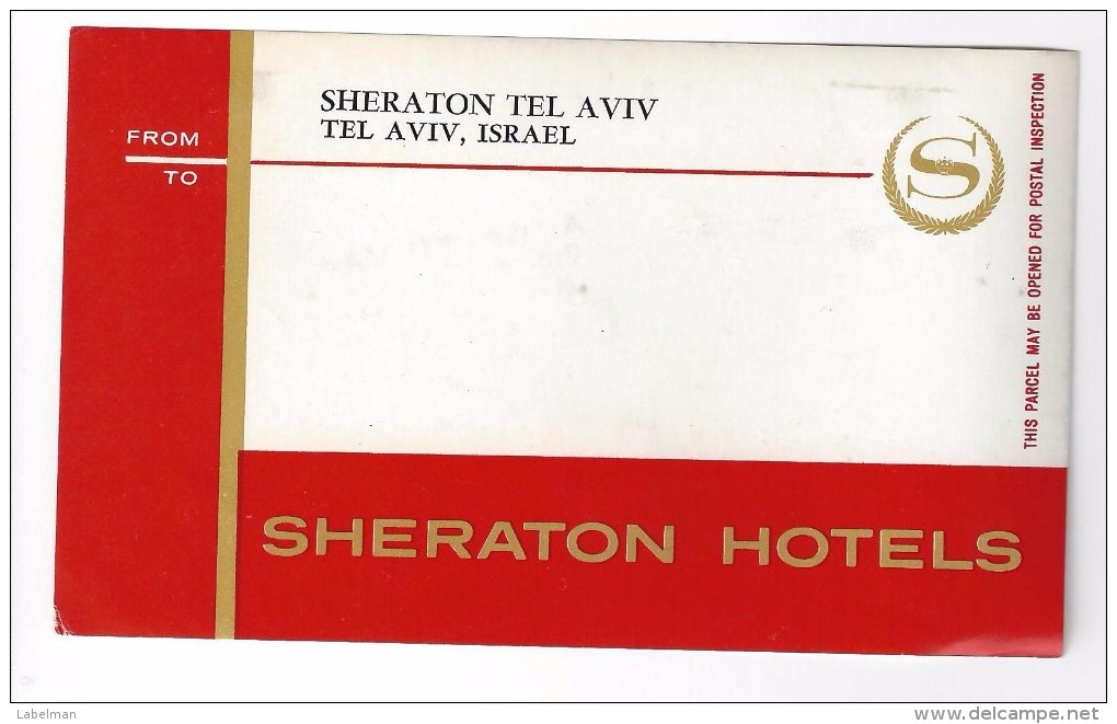 HOTEL MOTEL SHERATON TEL AVIV VINTAGE OLD ISRAEL TAG ETICHETTA STICKER DECAL LUGGAGE LABEL ETIQUETTE AUFKLEBER - Hotel Labels