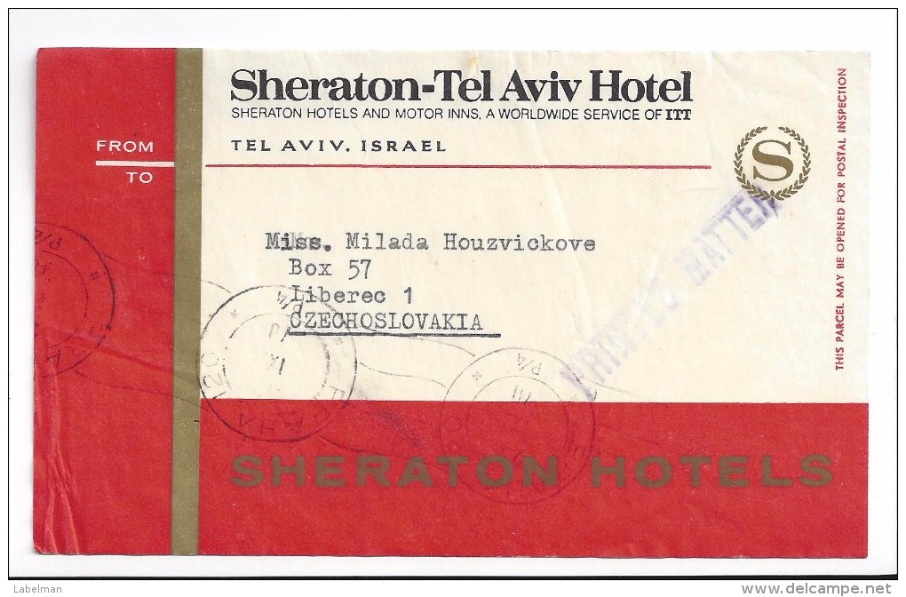 HOTEL MOTEL SHERATON TEL AVIV VINTAGE OLD ISRAEL TAG STICKER DECAL LUGGAGE LABEL ETIQUETTE AUFKLEBER - Hotelaufkleber