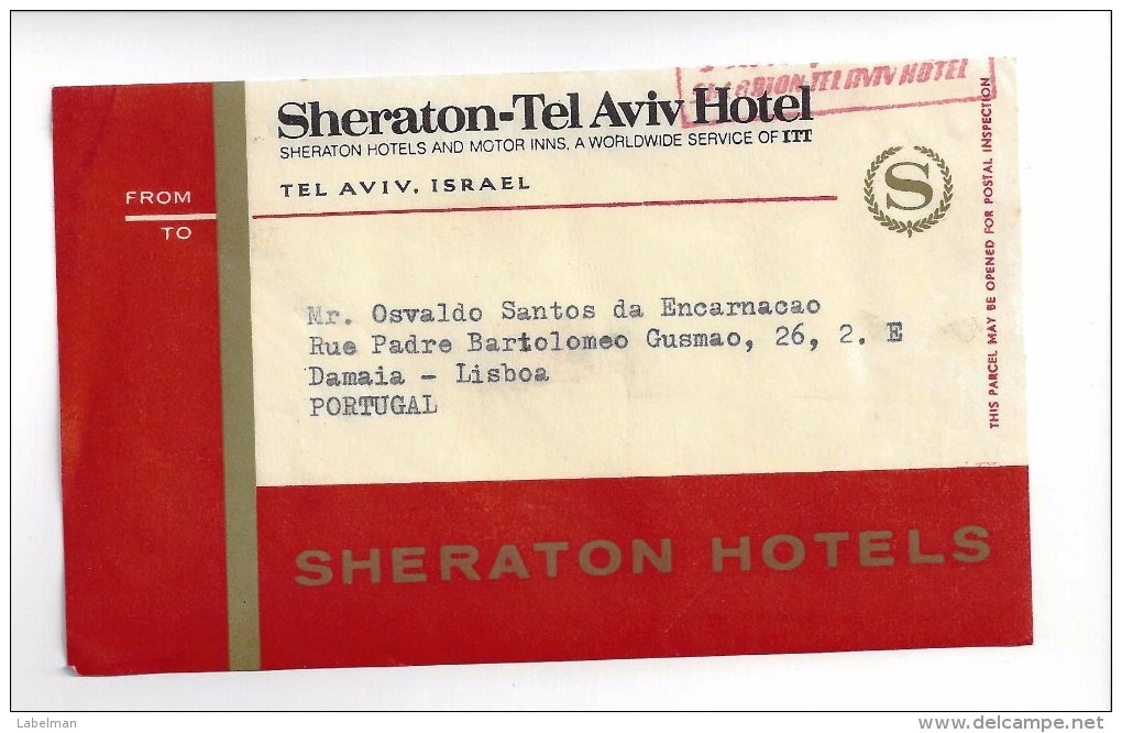 HOTEL MOTEL SHERATON TEL AVIV VINTAGE OLD ISRAEL TAG STICKER DECAL LUGGAGE LABEL ETIQUETTE AUFKLEBER - Hotel Labels