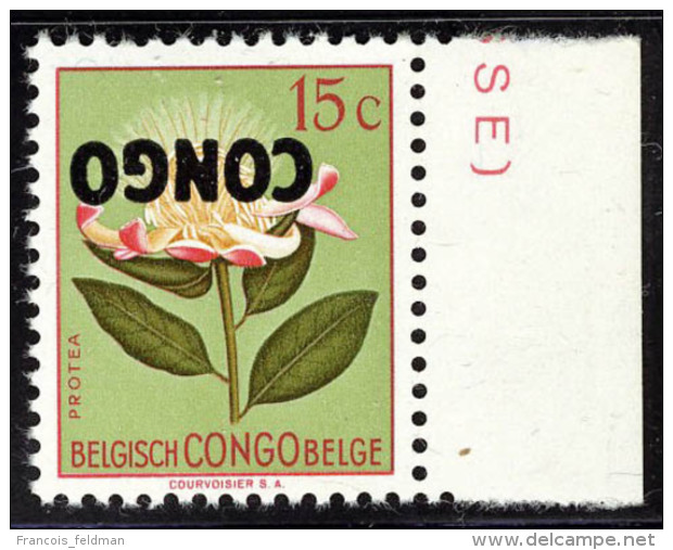 Neuf Sans Charnière N° 383, 15c Fleur, Sans La Surcharge 10c, Non émis, Surcharge Congo... - Autres & Non Classés