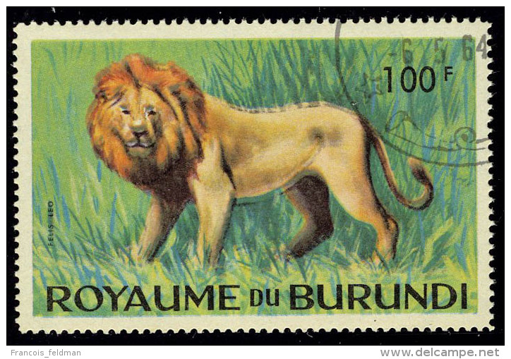 Oblitéré N° 94, 100f Lion, Double Impression Du Centre, T.B. - Other & Unclassified