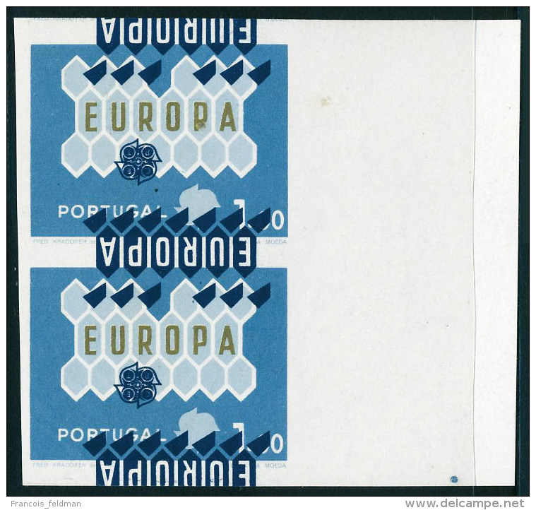 Neuf Sans Gomme N° 908, 1e Europa 1962, Paire Non Dentelée, Légende Renversée, T.B. Rare - Autres & Non Classés