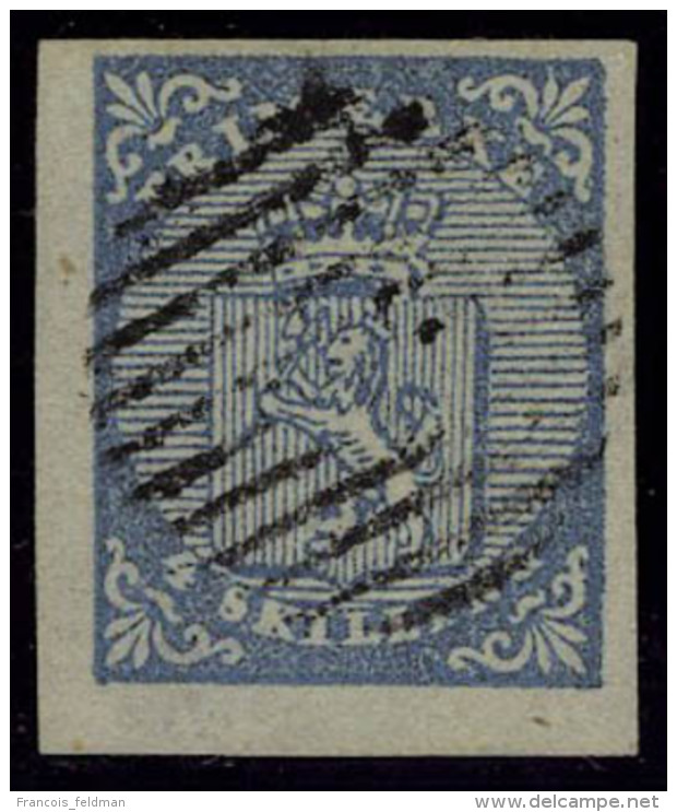 Oblitéré N° 1a, 4s Bleu Variété Double Patte, Superbe - Autres & Non Classés