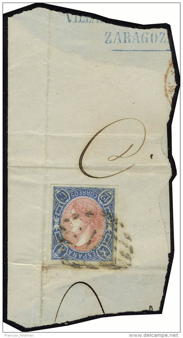 Fragment N° 67a, 12c Bleu Et Rose, Centre Renversé, Obl Sur Frgt, Superbe - Other & Unclassified