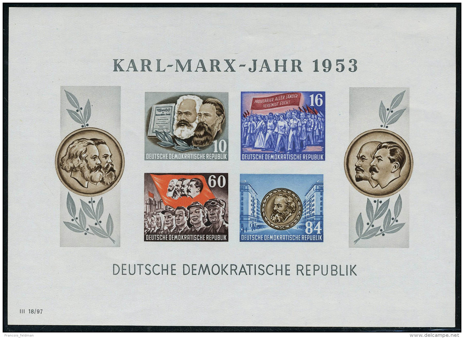 Neuf Sans Charnière N° 2/3, 70 Anniversaire Mort De Karl Marx, Blocs Dentelés + ND, T.B. - Autres & Non Classés