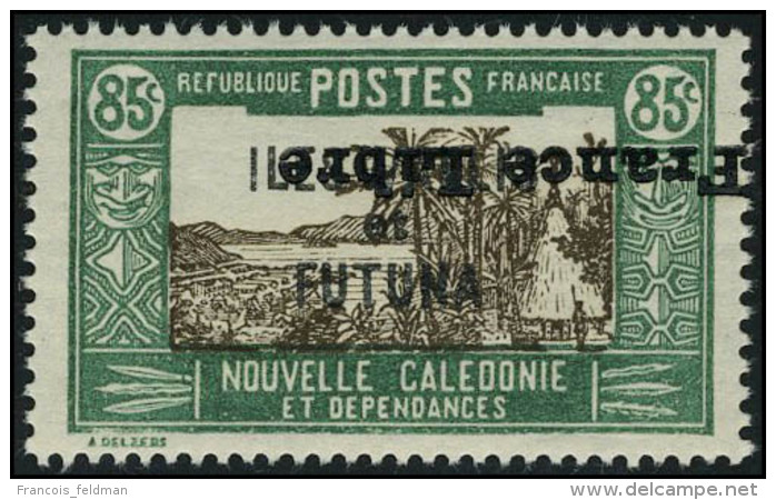 Neuf Sans Charnière N° 113a, 85c Surcharge France Libre Renversée, T.B. Rare, Signé Calves - Autres & Non Classés
