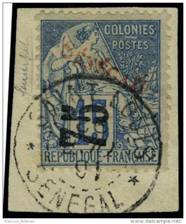 Fragment N° 6a, 75 Sur 15c Bleu Surcharge Sénégal En Rouge, Obl Sur Fragment, Superbe Et Rare,... - Autres & Non Classés