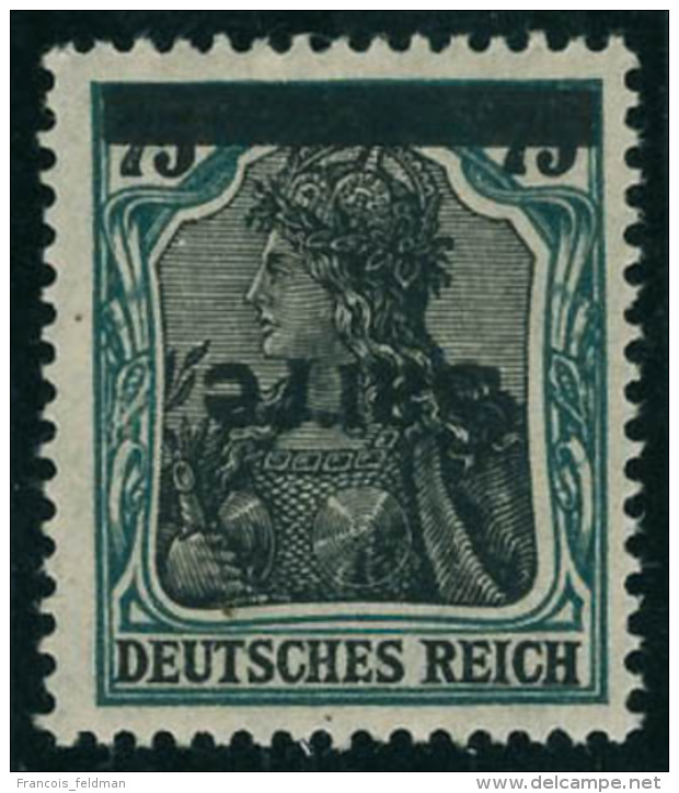 Neuf Sans Charnière N° 15, 75pf Vert Et Noir, Surcharge Renversée, T.B. Cote Michel N° 15lk. - Autres & Non Classés