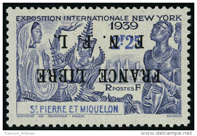 Neuf Avec Charnière N° 282A, 2.25 Expo De New York, Surcharge France Libre Renversée, T.B.... - Autres & Non Classés