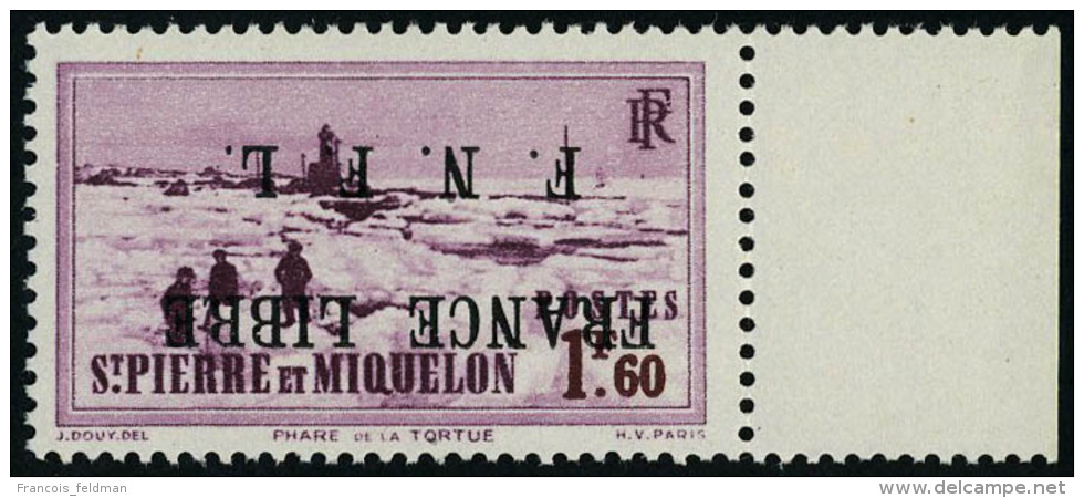 Neuf Sans Charnière N° 267A, 1.60 France Libre, Surcharge Renversée, T.B. Signé Calves - Other & Unclassified