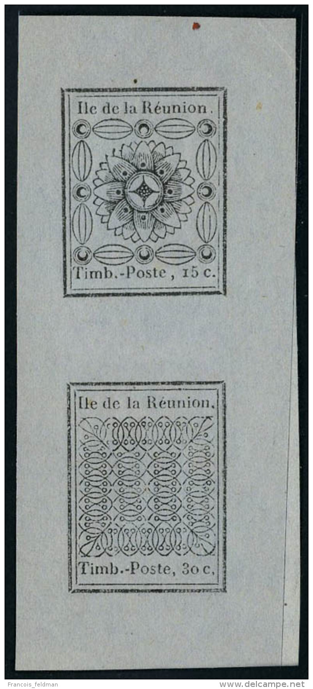 Neuf Sans Gomme N° 1a/2b, 15 Et 30c Se Tenant Réimpression T.B. - Autres & Non Classés