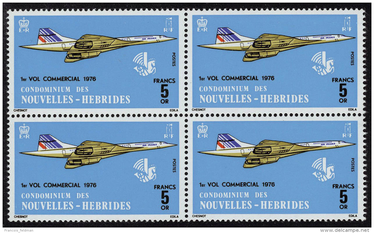 Neuf Sans Charnière N° 242, Et 425, Les 2 Valeurs Concorde En Blocs De 4, T.B. - Autres & Non Classés