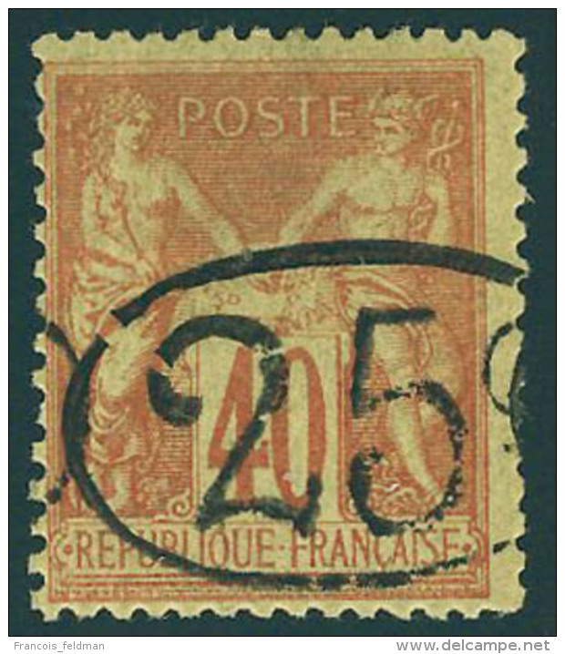 Neuf Avec Charnière N° 27, 25c Sur 40c Orange, Cl, T.B. Signé Calves + JF Brun - Autres & Non Classés