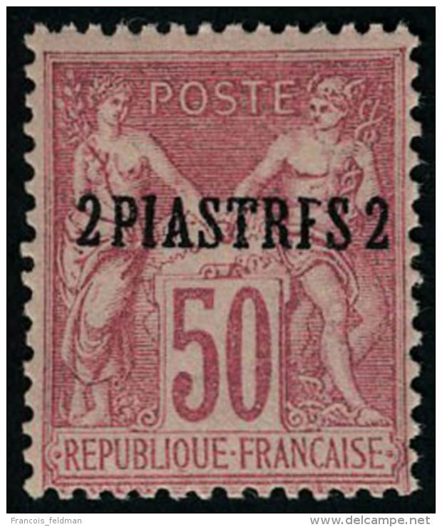 Neuf Sans Charnière N° 6, 2p Sur 50c Rose Type I, Superbe, Rare **, Maury - Other & Unclassified