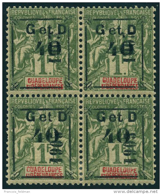 Neuf Avec Charnière N° 50f, 40 Sur 1f, Surcharge 1903 En Bleu, Type Z, Bloc De 4. T.B. - Autres & Non Classés