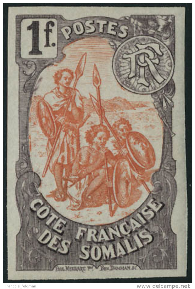 Neuf Avec Charnière N° 50. 1f Brun Lilas Et Rouge Orange, Couleurs Inversées, Non Dentelé,... - Autres & Non Classés