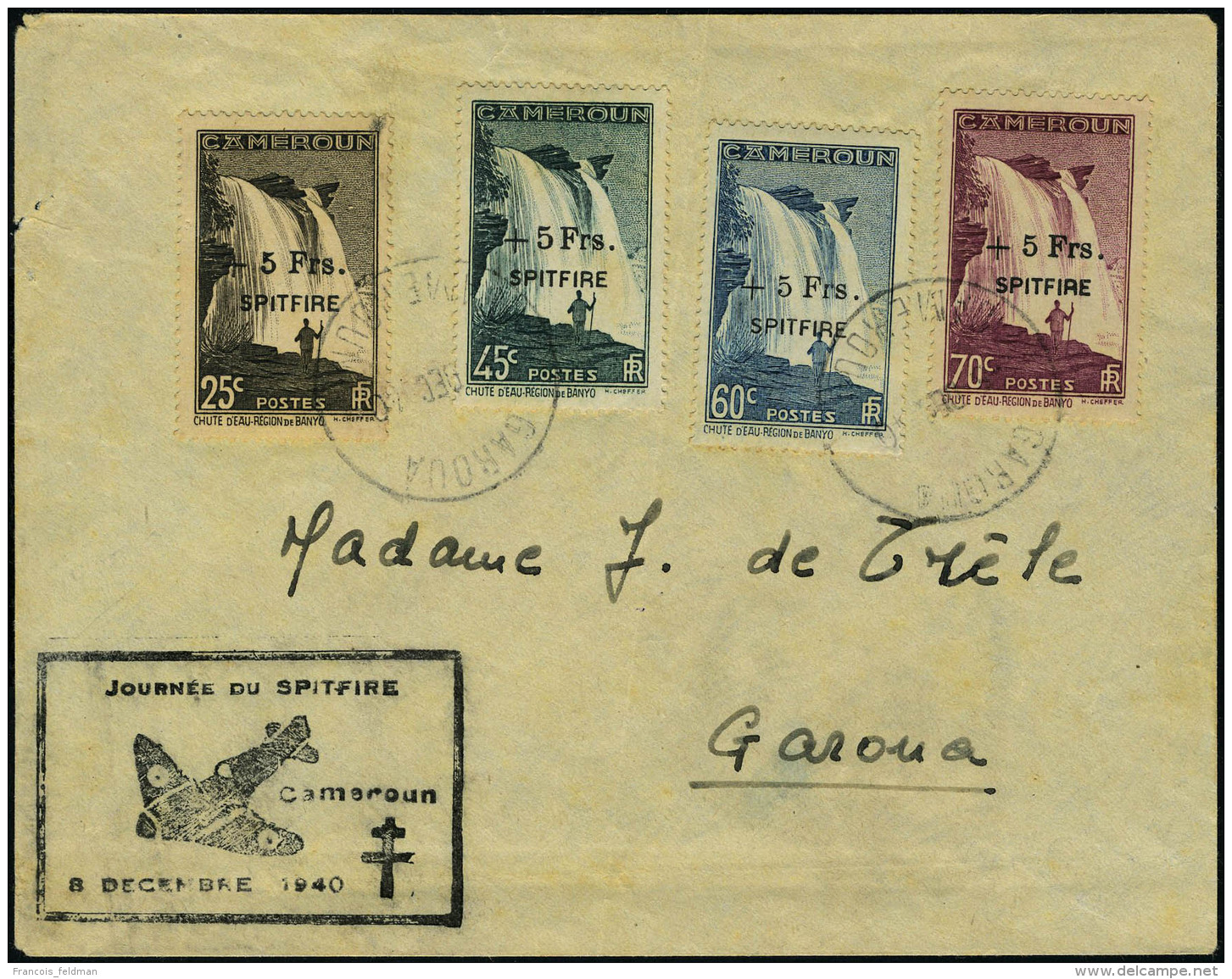 Lettre N° 236/39,  Les 4 Valeurs Sur L Càd De Garoua 8 Dec 40, Cachet Journée Du Spitfire -... - Autres & Non Classés