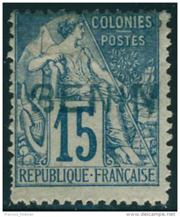 Neuf Sans Gomme N° 6A, 15c Bleu Surcharge Bénin En Bleu, T.B. Signé Roumet - Autres & Non Classés