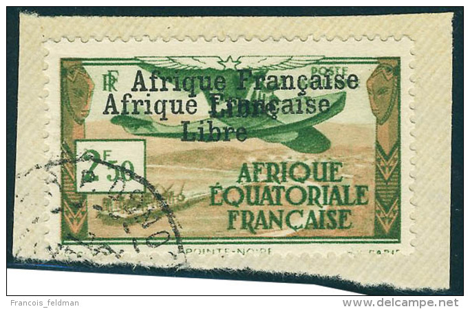 Fragment N° 15b, 2f50 Afrique Française Libre, Double Surcharge Sur Petit Fragment, T.B. Signé JF... - Autres & Non Classés