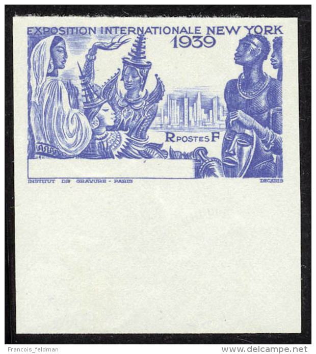 Neuf Sans Gomme N° 71a, Expo Internationale De New York, Bleu Sans Légende Ni Valeur, ND, Bdf, T.B. - Autres & Non Classés