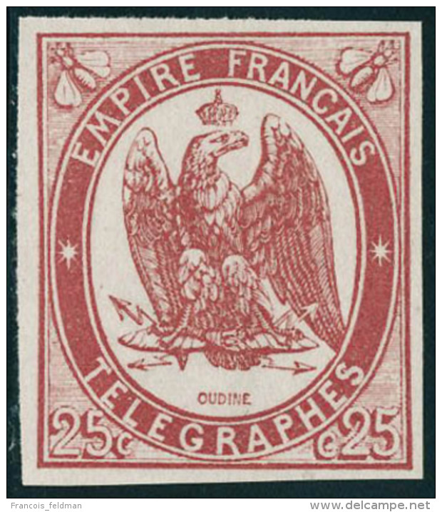 Neuf Sans Gomme N° 1, 25c Rouge Carmin, T.B. Signé Brun - Autres & Non Classés