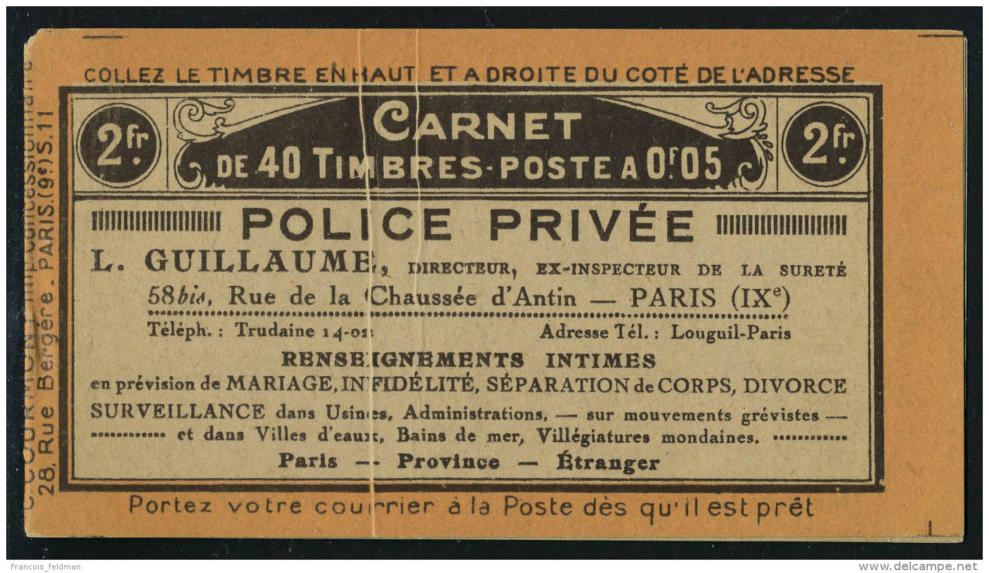 Neuf Sans Charnière N° 158C2, 5c Orange Carnet De 40ex, Série II, Légère Froissure... - Autres & Non Classés